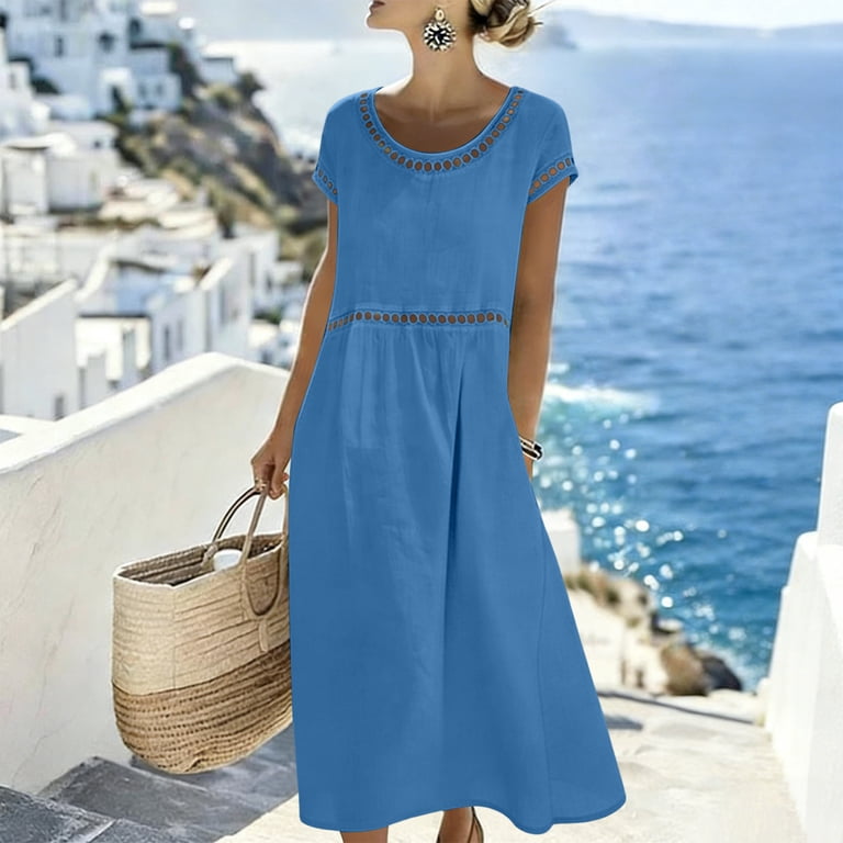 gauze summer dresses casual Loose Cotton Gauze Dress Women, Plus Size White Summer Dress with Pockets, Casual Comfortable