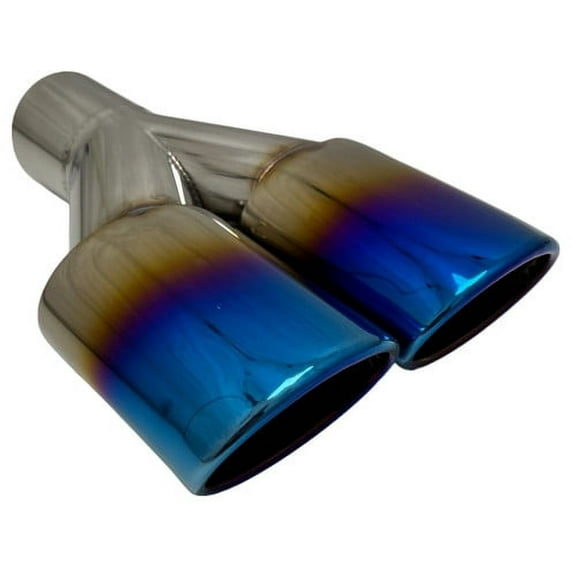 Exhaust Tip 2.25 Inlet Dual 3.00 Oval X 2.50 High Outlets 9.75 In WDOR30250975-225-SS-BF Resonated Polished Blue Flame 304 Stainless Wesdon Exhaust Tip