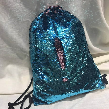 - Unisex Fashion Double Color Sequins Drawstring Bag Chest Bag Backpack SB