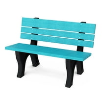 Wildridge Heritage 4' Park Bench, Aruba Blue and Black - Outdoor All-Weather HDPE Furniture