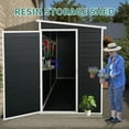 thumbnail image 6 of 8x4 ft Outdoor Resin Garden Shed with Door, Floor and 2 Windows, Plastic Patio Outdoor Storage Shed with Lockable Door for Garden Tools, Bicycles, Trash Cans, Black, 6 of 9