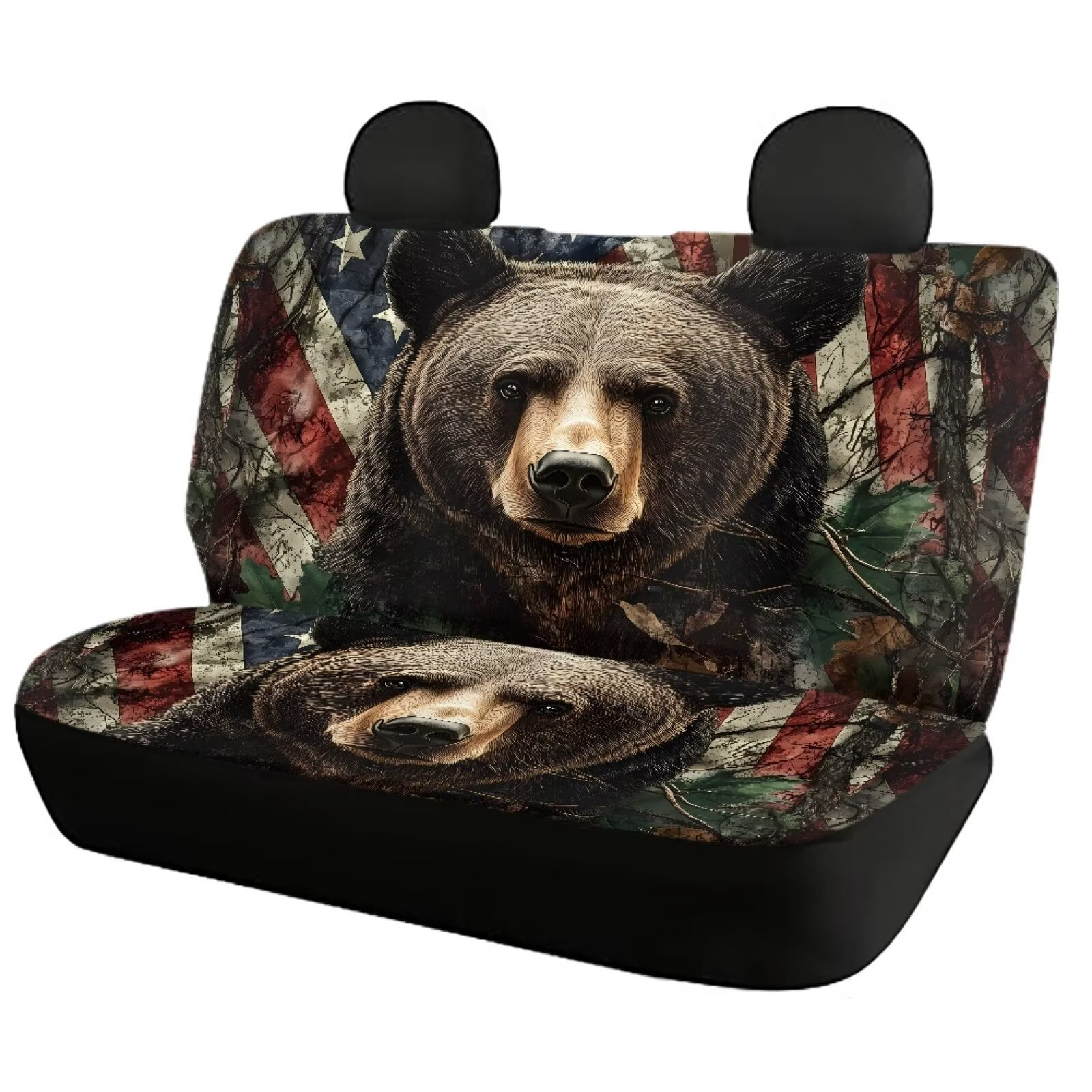 Pzuqiu Bear Flag Car Seat Covers Set Lightweight Front and Rear Seat Cover Set Easy to Install 4 Seats Car Seat Protector Car Seat Protector Accessories Universal Universal Fit Most Sedans