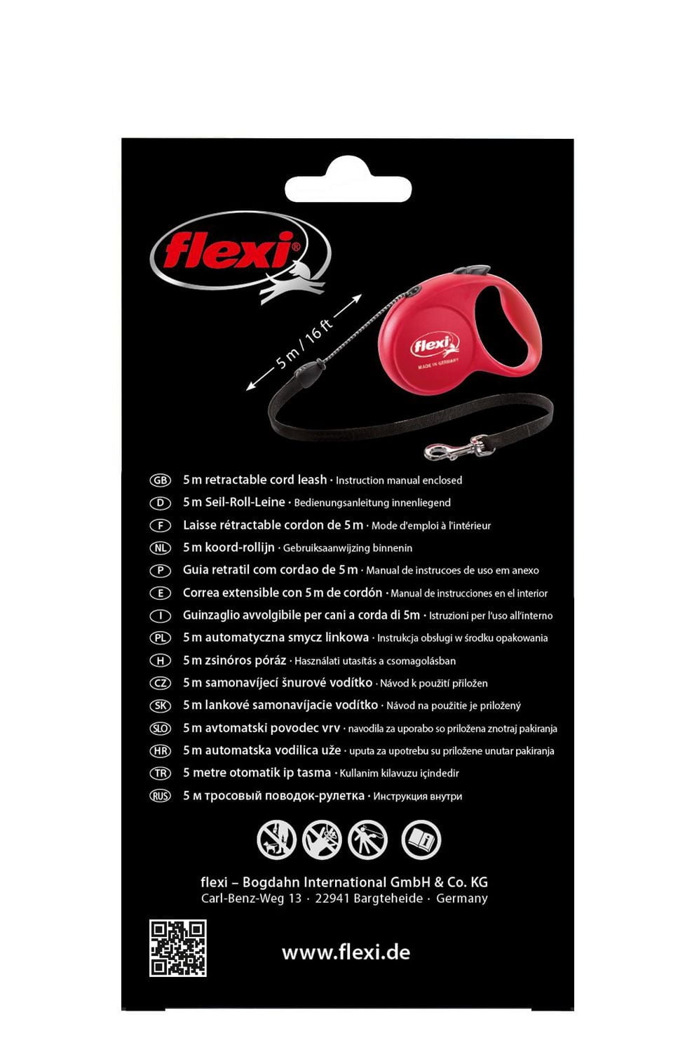Flexi FUN Dots Medium Retractable Dog Leash, Blue, 5m/16ft