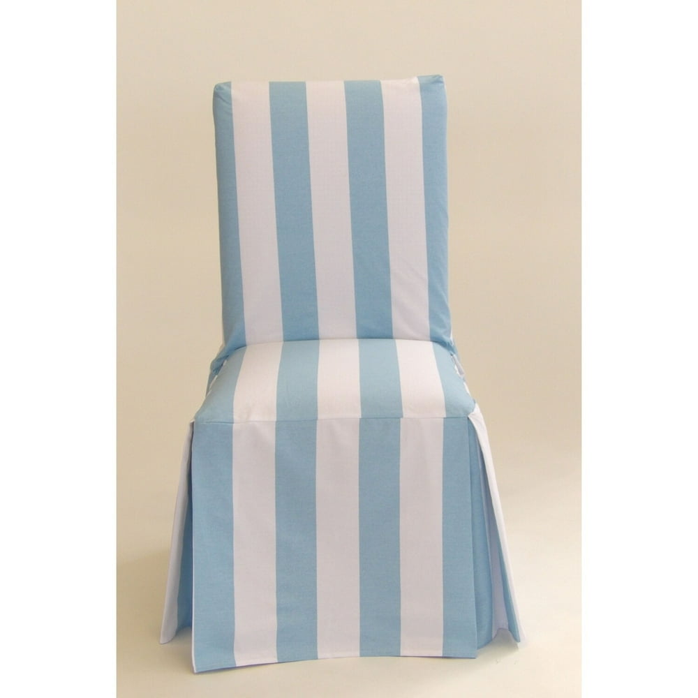 Classic Slipcovers Cabana Stripe Long Dining Chair Covers Set of 2 blue