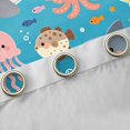thumbnail image 4 of Manfei Cartoon Ocean Blackout Curtains, Kawaii Whale Shark Window Curtains Pack of 2 (38x45 Each), Bright Blue, 4 of 6