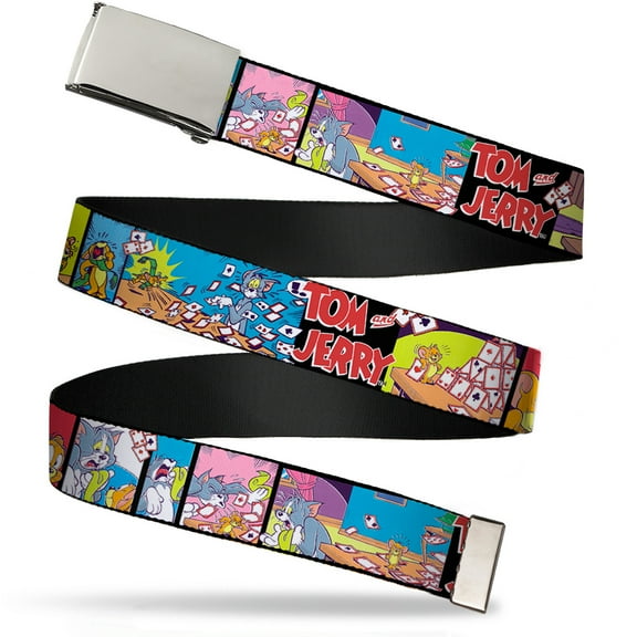 Adjustable Belt, Clamp Buckle, Cut-to-Fit, Tom Jerry House of Cards Panels