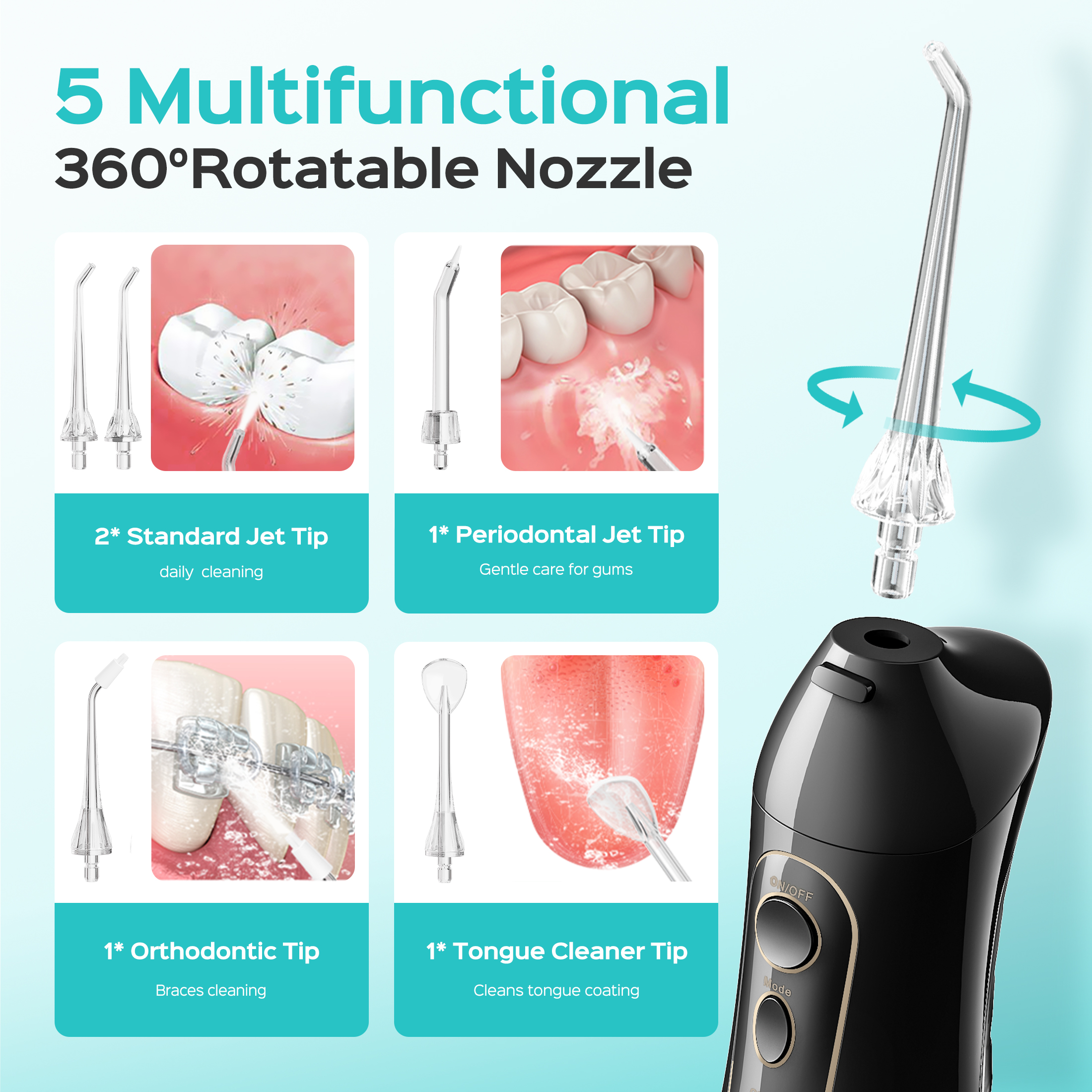 COSLUS CX20 Cordless Water Flosser, 300ml Tank photo 7