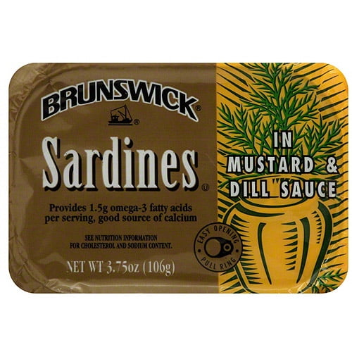 Brunswick Sardines In Mustard And Dill Sauce, 3.75 oz (Pack of 18