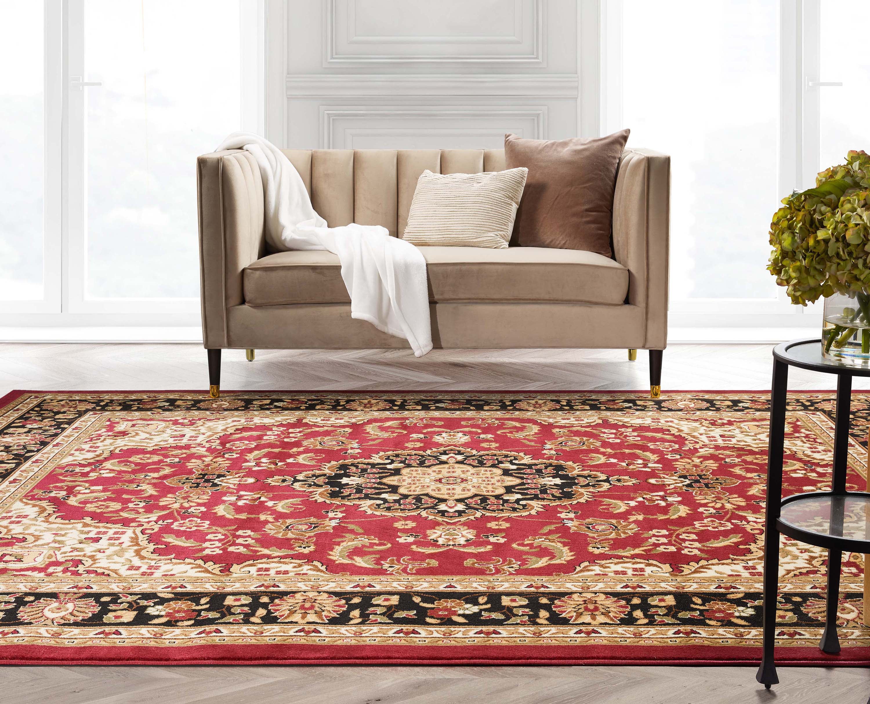 Buy Noble Medallion Red Green Ivory Light Blue Black Persian Floral ...