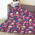 thumbnail image 6 of Pofeuu Skull rose blue flower Print Ultra-Soft Micro Fleece Blanket,for Bed Or Sofa,All Season Throw Blankets Flannel Blanket-40"x30", 6 of 7
