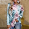 thumbnail image 2 of Blusa informal de manga larga con cuello redondo y estampado Tie-Dye para mujer Pompotops gfhjh4364, 2 of 5