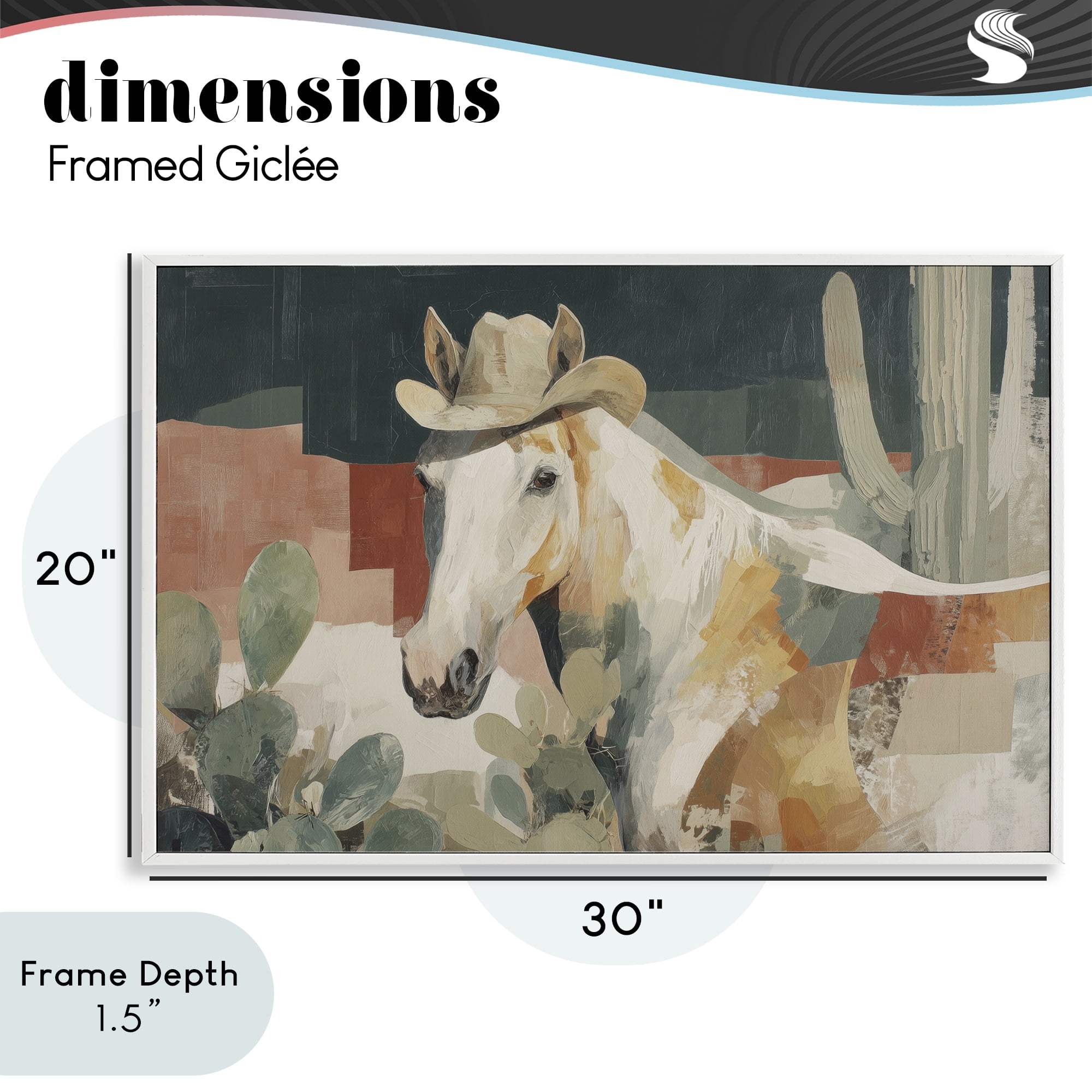 Stupell Industries Horse in Cowboy Hat White Framed Giclee Art, design by Chromatic Storm Studio
