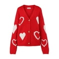 thumbnail image 5 of No Boundaries Button-Front Heart-Print Cardigan, Midweight, Women's and Women’s Plus Sizes XXS - 2XL, 5 of 5