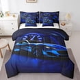 thumbnail image 1 of Blue Sports Car Bed in a Bag Queen Comforter Set 7 Piece,Racing Car Extreme Sport Bedding Sets Speed Automobile Vehicles Speedometer Sheet Set with Comforter, 1 of 5