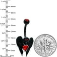 thumbnail image 3 of Body Candy Womens 14G 316L Stainless Steel Black Piercing Winged Skull Heart Gothic Belly Button Ring, 3 of 7