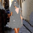 thumbnail image 2 of Vestido corto camisola con lentejuelas y plumas para mujer, vestido de fiesta sexy con cuello en V profundo, 2 of 5