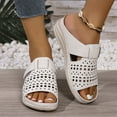 thumbnail image 6 of LOVZFMLL Wedge Sandals for Women 2025 Summer Slip On Open Toe Slides Sandals with Arch Support for Casual Outdoor Beach Vacation Comfort Walking Shoes White 5.5, 6 of 7