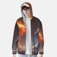 thumbnail image 2 of Daiia Red And Blue Fire Dragon D UPF 50+ Sun Protection Hoodie Jacket Lightweight Long Sleeve Sun Shirt for Women Men with Pocket Hiking Outdoor-Small, 2 of 7