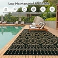 thumbnail image 2 of VUNATE Outdoor Rug Carpet 5'x8' Waterproof Reversible Patio Rug Portable Boho Indoor Outdoor Rug Plastic Straw Rug for Beach RV Camping Garden Picnic Deck Backyard Modern Porch Decor Black and Brown, 2 of 7