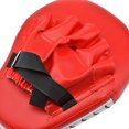 thumbnail image 4 of Boxing Punch Mitts Pair | Leather Focus Training Pads | Hook Jab Strike Kicking Palm Gloves | Dense Foam Padding | Wrist Strap | Martial Arts MMA Kickboxing Karate | Red | 2 Pack, 4 of 7