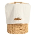 thumbnail image 6 of Household Essentials Handwoven Water Hyacinth Oval Hamper Set with Cotton Lining, Natural, Set of 2, 6 of 7