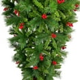 thumbnail image 5 of 7.4' Upside Down Artificial Christmas Tree Green Inverted PVC Tree, Hinged Spruce Full Tree with L1500 Branch Tips and Red Artificial Berries, Unique Seasonal Indoor Home Decor, 5 of 8