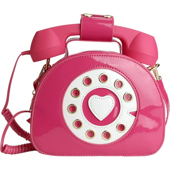 YOUI-GIFTS Retro dial telephone Crossbody Shoulder Bag,Pu Movable microphone Purse for Women