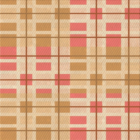 Ahgly Company Indoor Square Patterned Papaya Orange Area Rugs, 7' Square