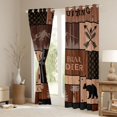 thumbnail image 3 of Feelyou Jungle Bear Deer Curtains Pack of 2 (42x84 Each), Rustic Wooden Plank Curtains Blackout, Brown Vintage Patchwork Bedroom Curtains, Living Room Curtains Decor, 3 of 6