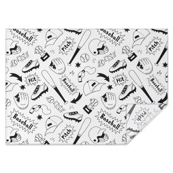 Baseball Doodle Pattern Rectangle Tablecloth 60"x84",Waterproof Polyester Rectangle Table Cloth, Wipeable Spillproof Polyester Tablecloth for Dining, Camping, Indoor and Outdoor