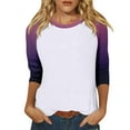 thumbnail image 2 of Shirt for Women's Fashion Casual Raglan Sleeve Round Neck 3/4 Sleeve Loose Printed T-Shirt Ladies Top, 2 of 5