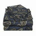 thumbnail image 2 of Superior 3-Count 145 GSM Navy Blue Paisley Cotton Flannel Sheet Set, Twin, 2 of 6