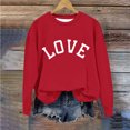 thumbnail image 7 of Tao Tao Kids Girls Boys Casual Crewneck Sweatshirt Classical Letter Graphic Prints Blouses Long Sleeve Tops Cute Pullover Loose Fit For Valentines Day Red 7 Years, 7 of 7