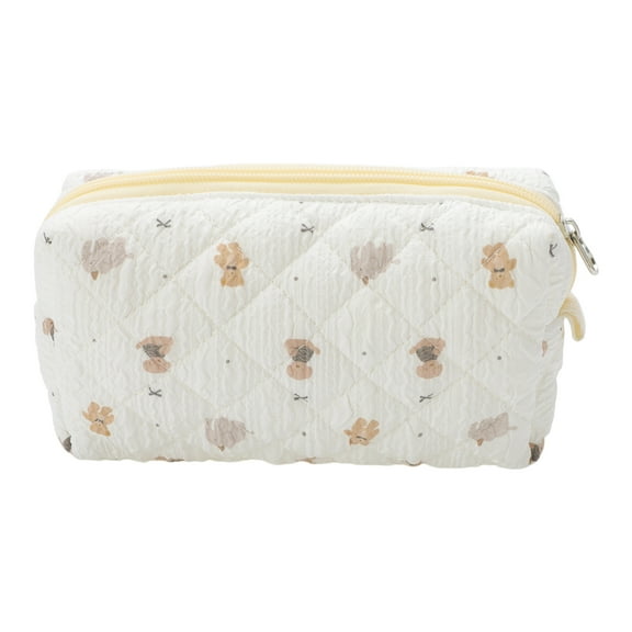 Unique Bargains 1 Pc Gray Elephant Makeup Bag for Travel White Polyester