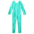 thumbnail image 4 of TiaoBug Kids Girls Shiny Metallic Full Length Bodysuit Unitard Gymnastics Leotard Dancewear, 4 of 5