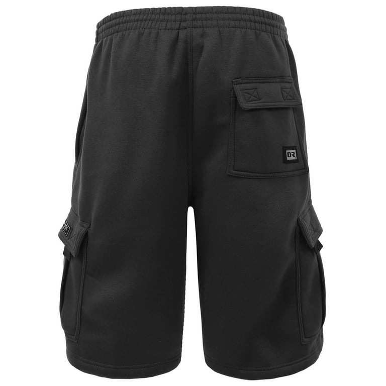 J. METHOD Men s Cargo Shorts Active Casual Comfy Workout Gym Elastic Drawstring Fleece Pockets Sweat Pants NEMP07 Black 4XL