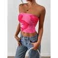 thumbnail image 6 of FreshPretty Womens Fashion Summer Floral Mesh Tube Top Ruched Going Out Bandeau Sleeveless Strapless Crop Tops Y2k Clothes, 6 of 7