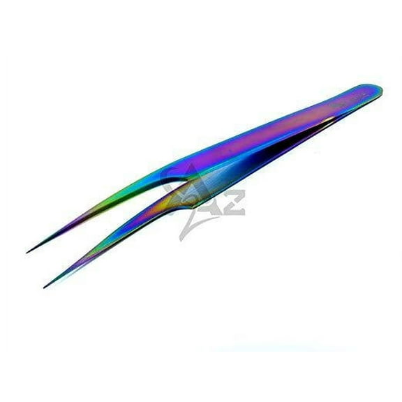 Heavy Duty Stainless Steel 3D 5D 6D Volume Eyelash Extension Tweezers Fine Point (A2ZSCILAB) (Pro Straight Plasma Coated)
