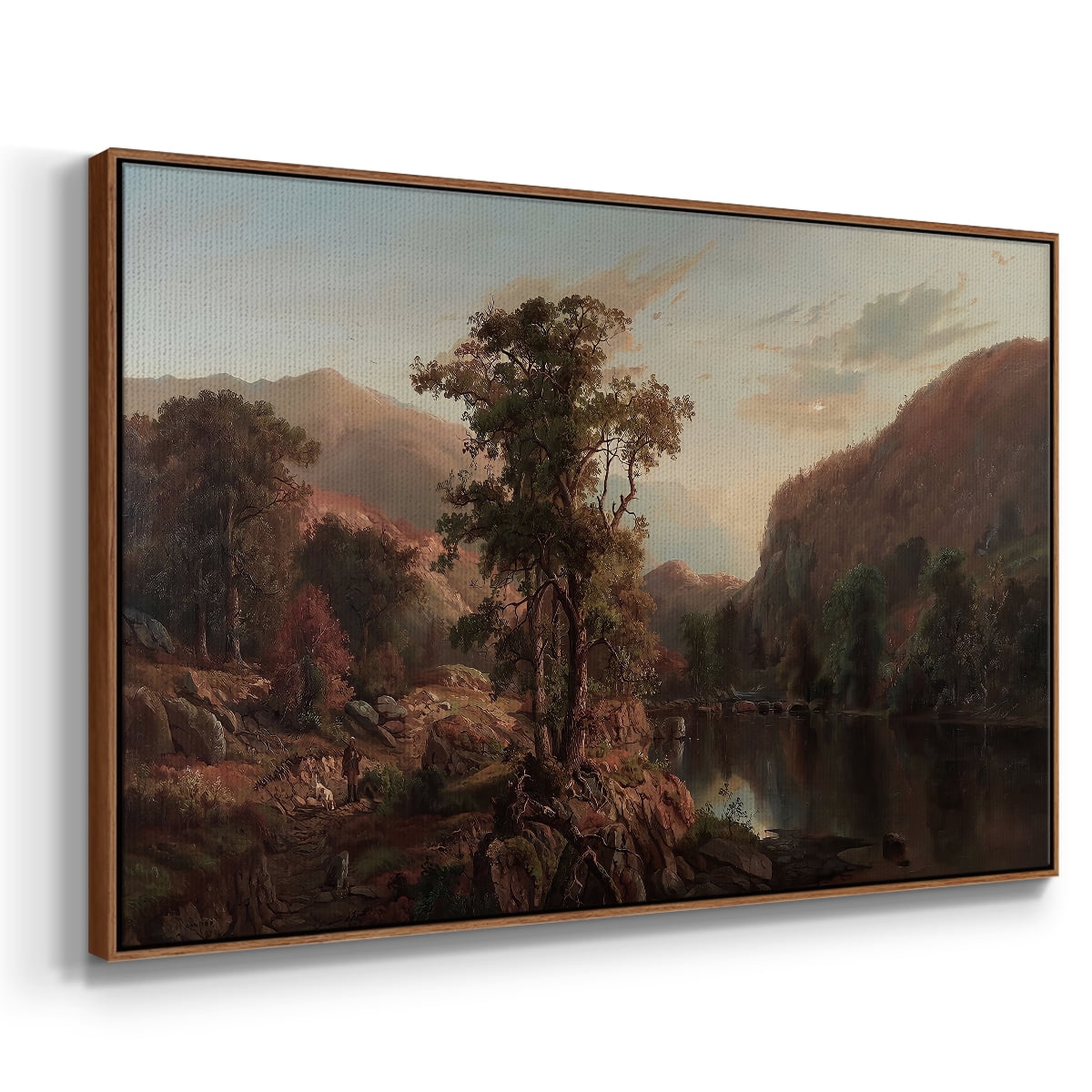 Vintage Landscape-CCCXXX By Wexford Home Framed in Walnut Wood Gallery Wrapped Canvas 25 in. x 37 in.