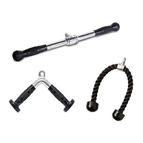 Gym Cable Attachments  Tricep Rope with 20” Bar Exercise Machine Equipment  V Bar Pull Press Down Accessory for Building Up Body