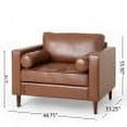 thumbnail image 3 of GDF Studio Hixon Contemporary Faux Leather Tufted Club Chair with Bolster Pillows, Cognac Brown and Espresso, 3 of 9