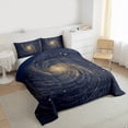 thumbnail image 3 of Manfei Universe Galaxy Queen Comforter Set,Geometric Stripe Abstract Bedding Sets,Gold Stars Print Bedding Comforter Set For Teens,Ultra Soft Home Decor Reversible,3pcs, 3 of 8