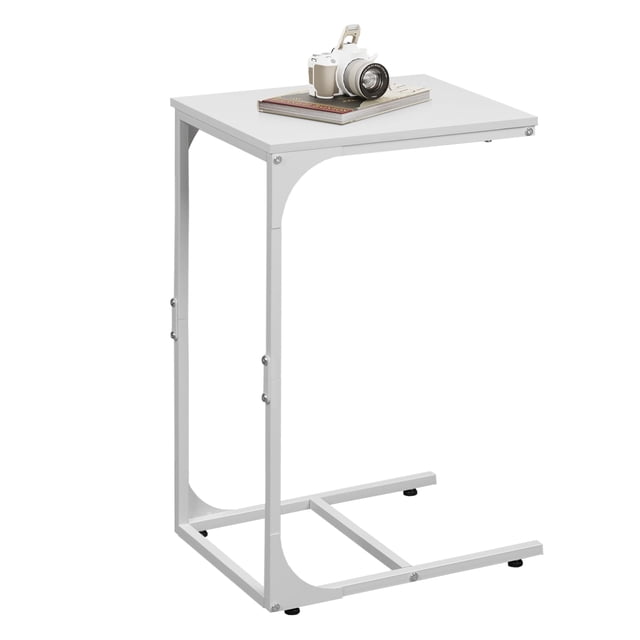Mesa auxiliar WLIVE Mesa auxiliar en forma de C para sala de estar blanca