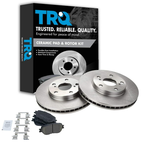 TRQ Front Brake Pad & Rotor Kit Brake Pads Brake Rotor Ceramic Fits Select 2002-2006 Toyota Camry