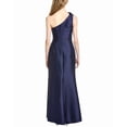 thumbnail image 2 of Badgley Mischka womens  Side Drape Flower Shoulder Gown, 2, Navy, 2 of 4