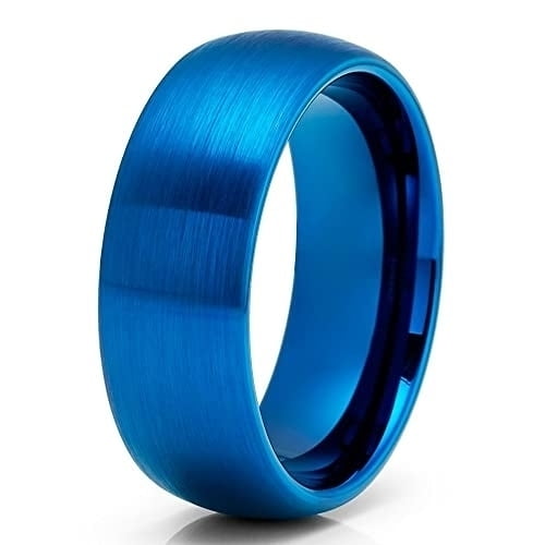 Blue Tungsten Wedding Ring,8mm Wedding Ring,Blue Tungsten Ring,Anniversary Ring,Dome Wedding Ring,Engagement Ring