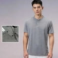thumbnail image 5 of QQAMB Men's Tennis Shirts Plus Size Quick Dry Lightweight Collarless Short Sleeve Shirt for Men Gray 2XL, 5 of 8