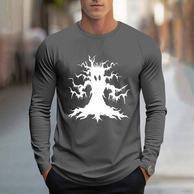 Blusas y camisas de manga larga y cuello redondo para hombre, moda informal, estampado, deportivas, de manga larga y cuello redondo, blusas, camisas, blusas para hombre, poliéster
