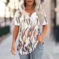 thumbnail image 2 of Women's Tops Round Neck Vintage Floral Print Short Sleeve T Shirts Casual Shirts Fashionable Clothes for Ladies Comfortable Tees Trendy Summer Apparel, 2 of 5