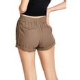 thumbnail image 3 of Love Tree Womens Juniors Breeze Linen Shorts w Pockets (Mocha, Small), 3 of 3